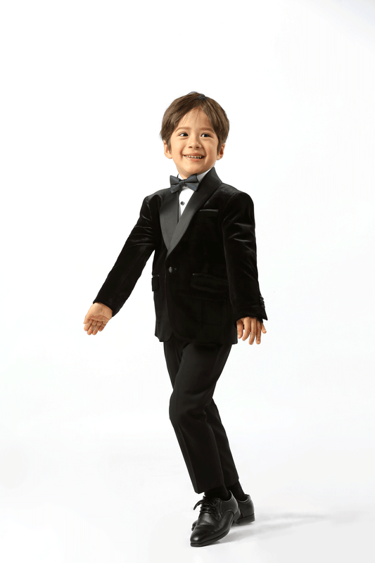 Black Infinity Boys Velvet Dinner Jacket