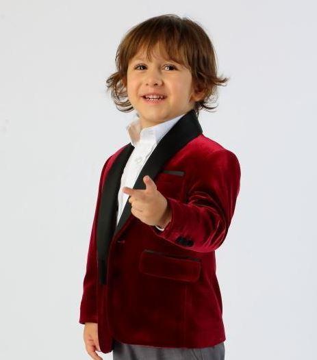 Burgundy Infinity Boys Velvet Dinner Jacket