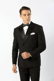 Black Craig Double Breasted Satin Lapel King Tuxedo