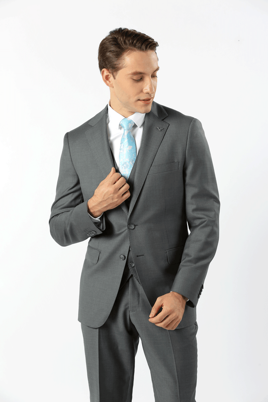 Grey Elijah Pure Wool Mens Suit Jacket