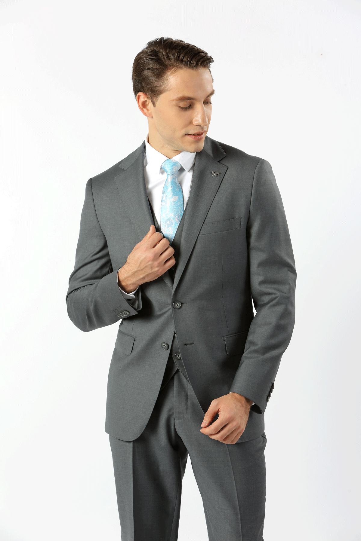 Grey Elijah Pure Wool Mens Suit