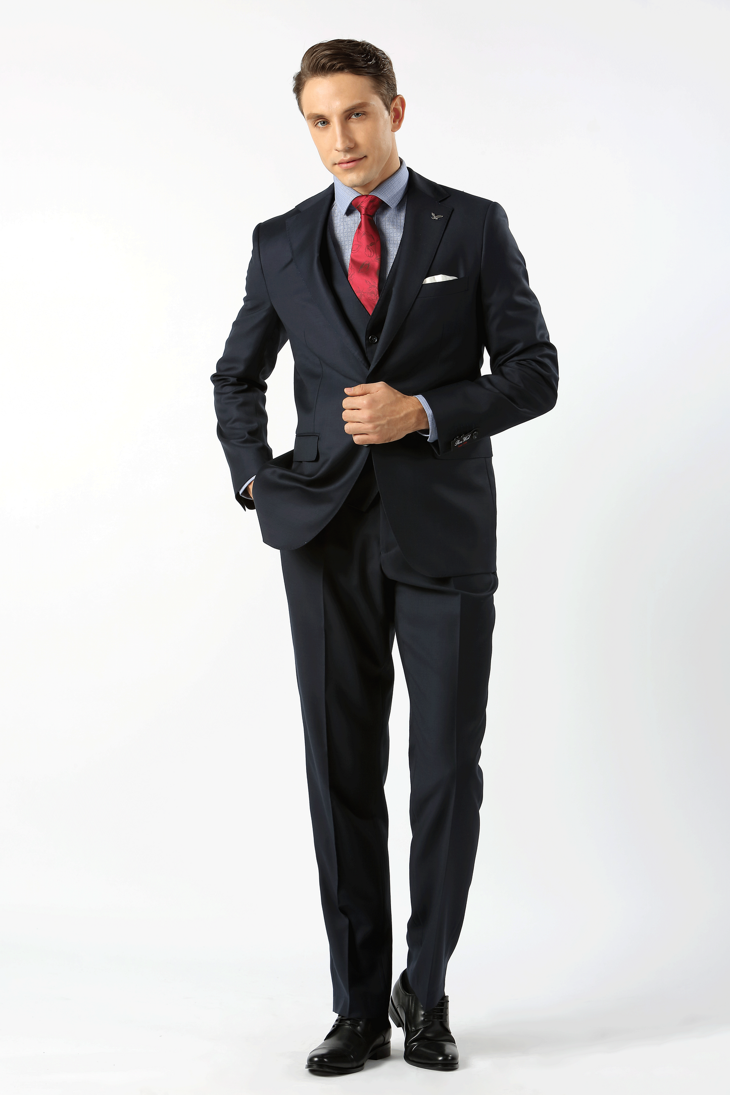 Navy Elijah Pure Wool Mens Suit Jacket