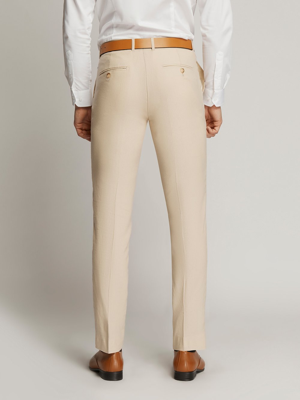 Beige Worthington Mens Linen Trousers