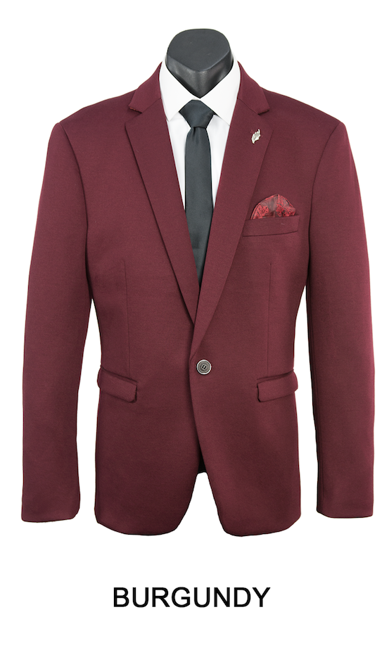 Burgundy Carter Mens Stretch Blazer