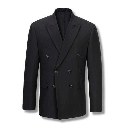 Black Craig Double Breasted No Satin Lapel Mens Tuxedo