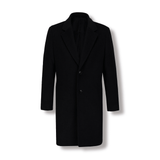 Black Collins Mens Merino Wool Overcoat