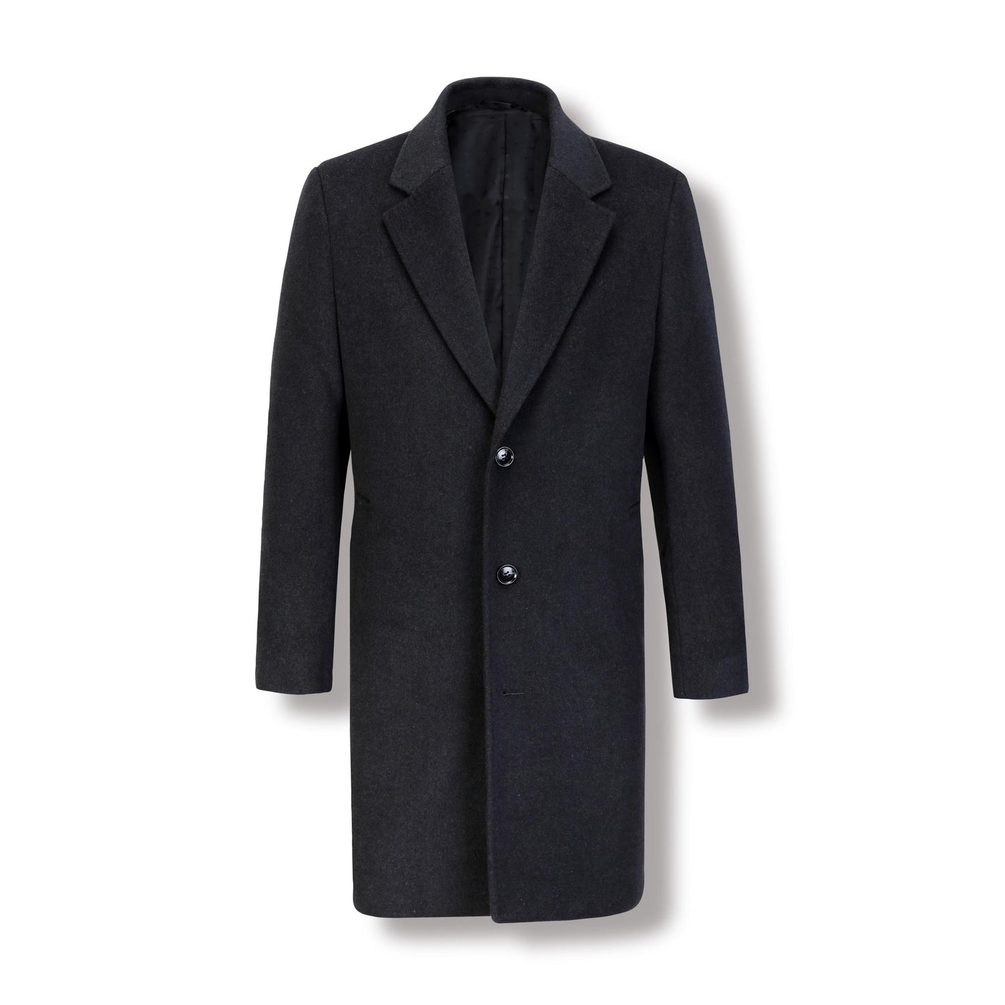 Charcoal Collins Mens Merino Wool Overcoat