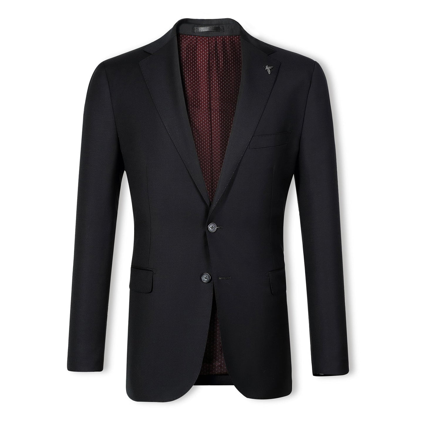 Black Elijah Pure Wool Mens Short Suit Jacket