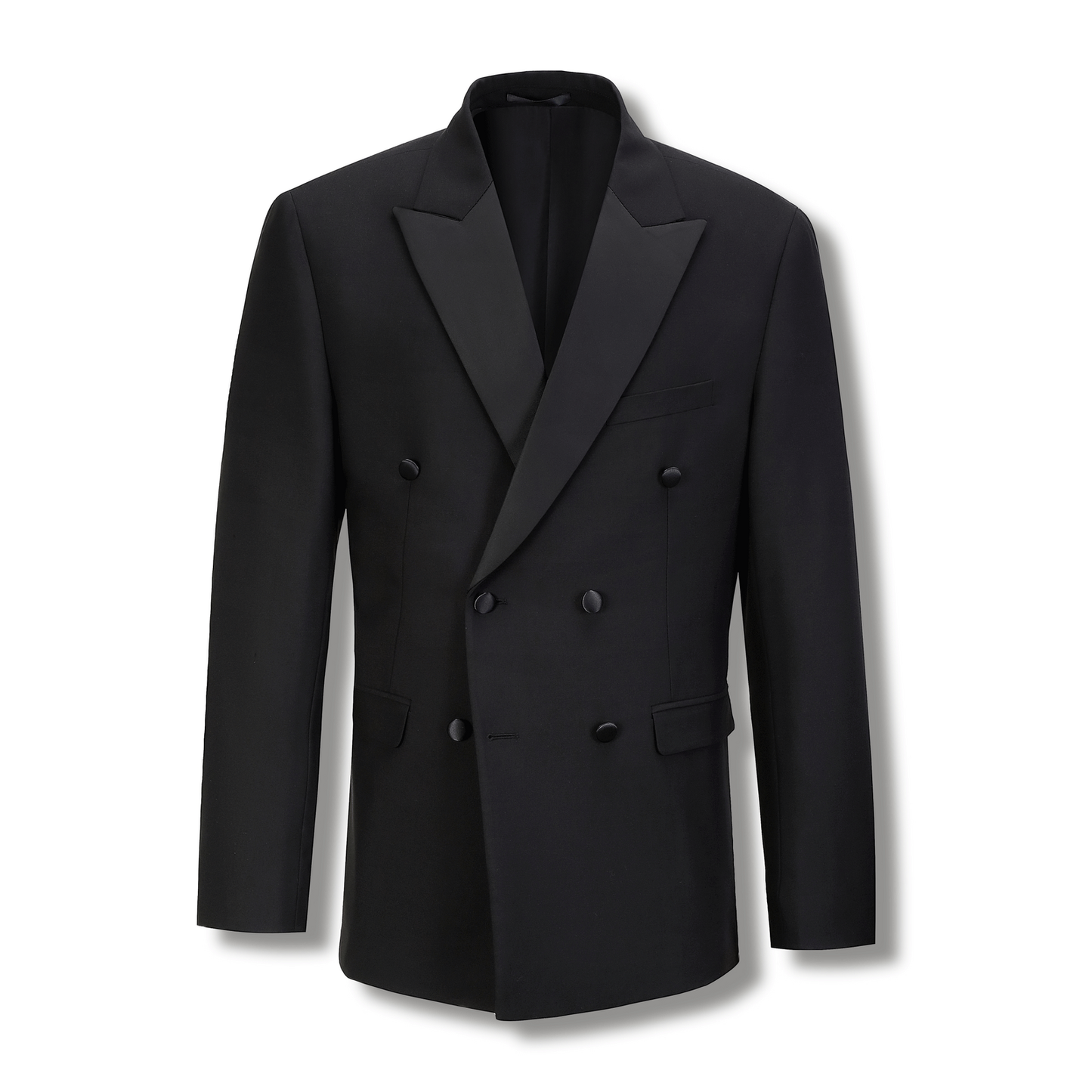 Black Craig Double Breasted Satin Lapel King Tuxedo Jacket