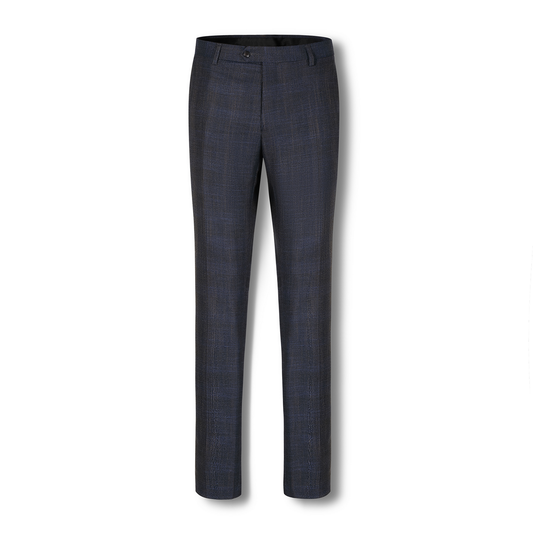 Navy Blaine Textured Check King Suit Trousers