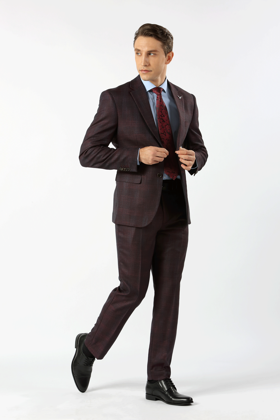 Shiraz Blaine Textured Check King Suit