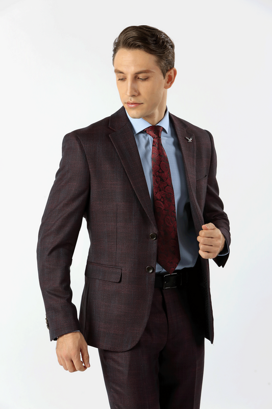 Shiraz Blaine Textured Check Mens Suit Jacket