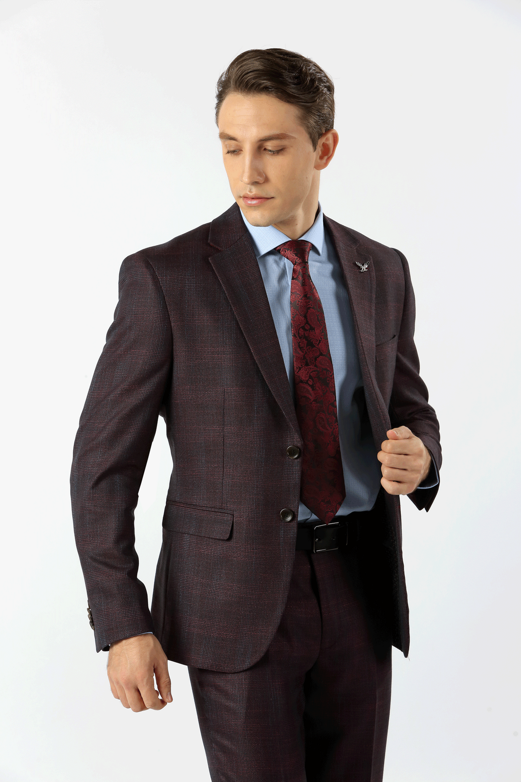 Shiraz Blaine Textured Check King Suit