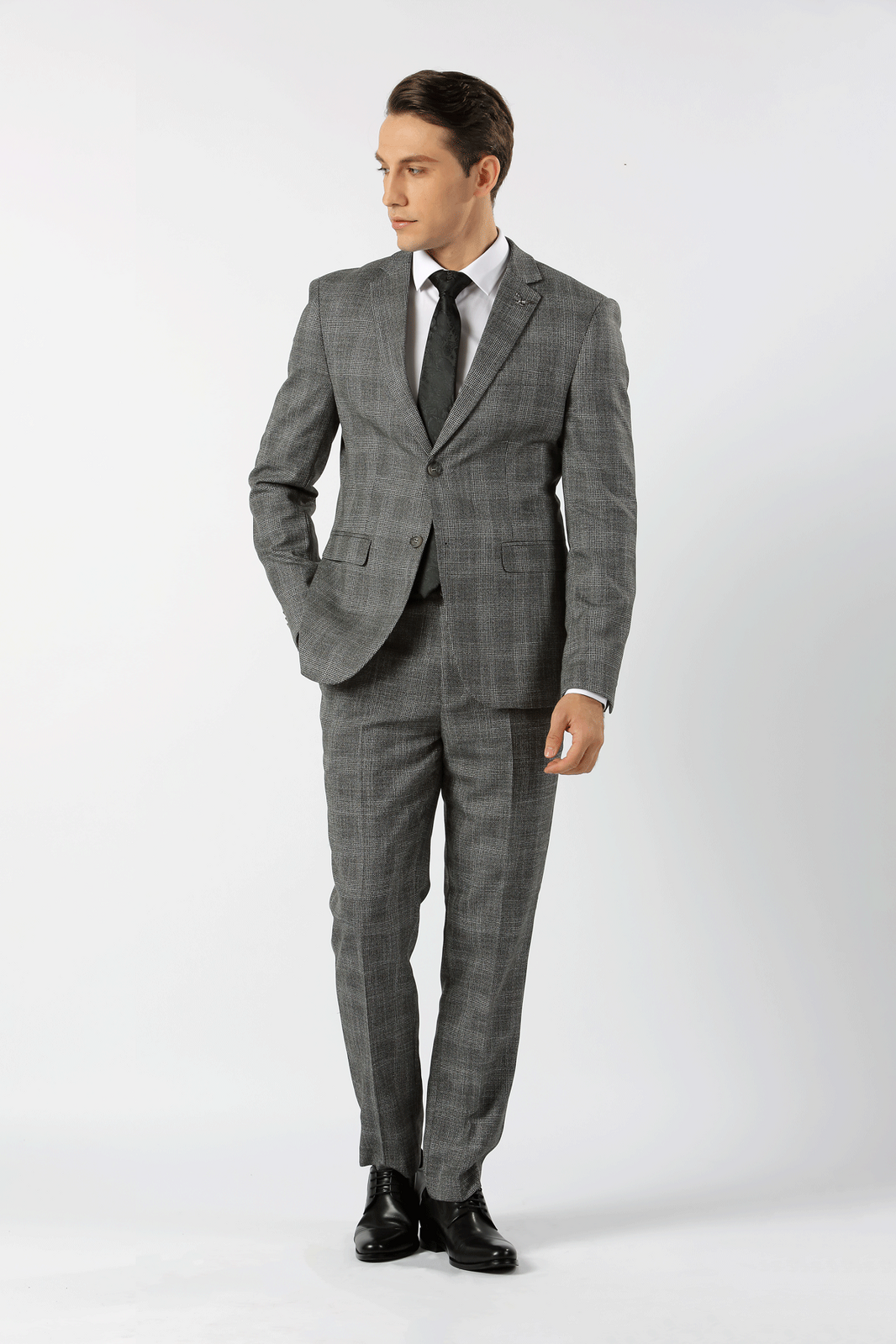 Steel Blaine Textured Check King Suit