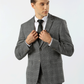 Steel Blaine Textured Check Mens Suit Jacket