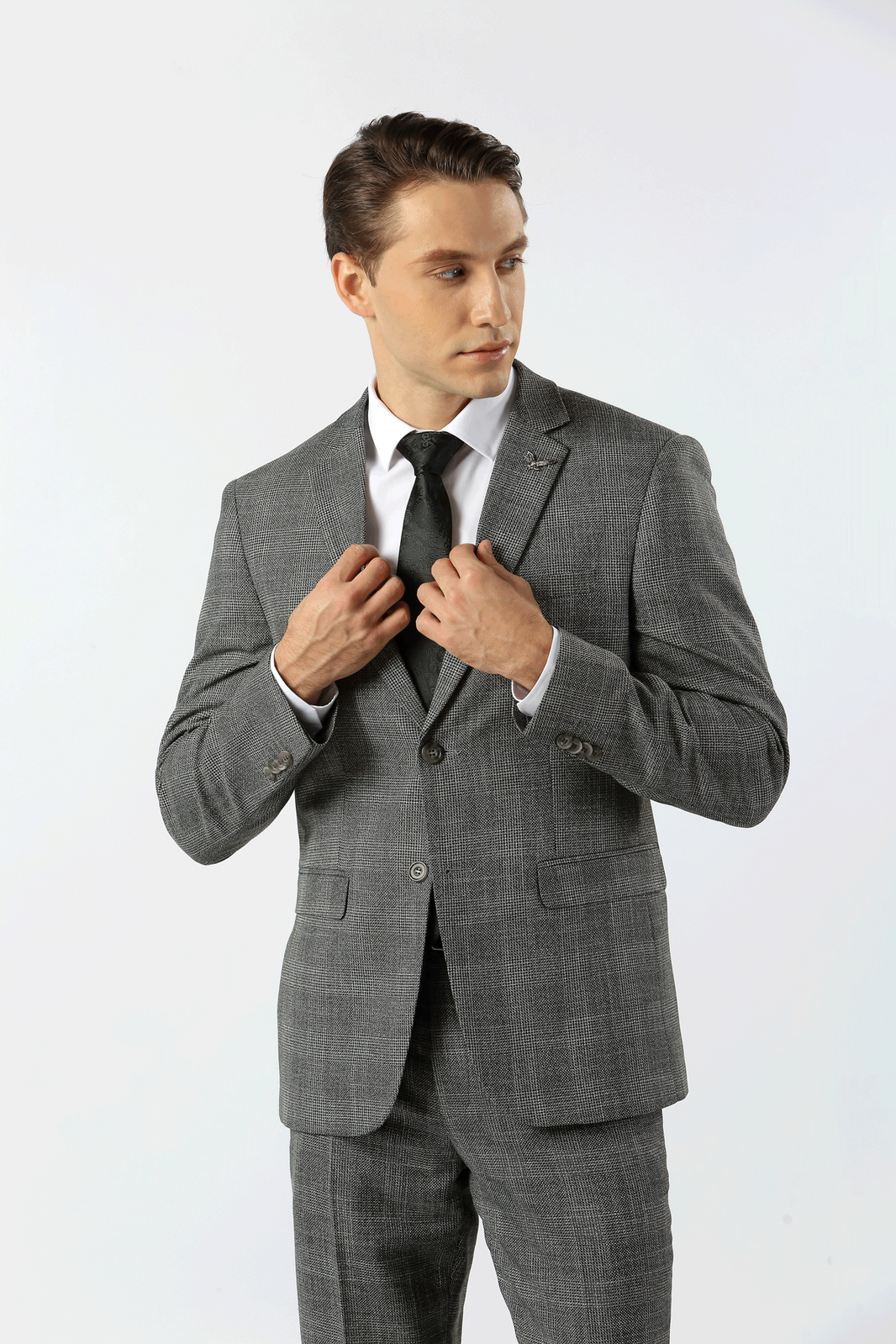 Steel Blaine Textured Check Mens Suit Jacket