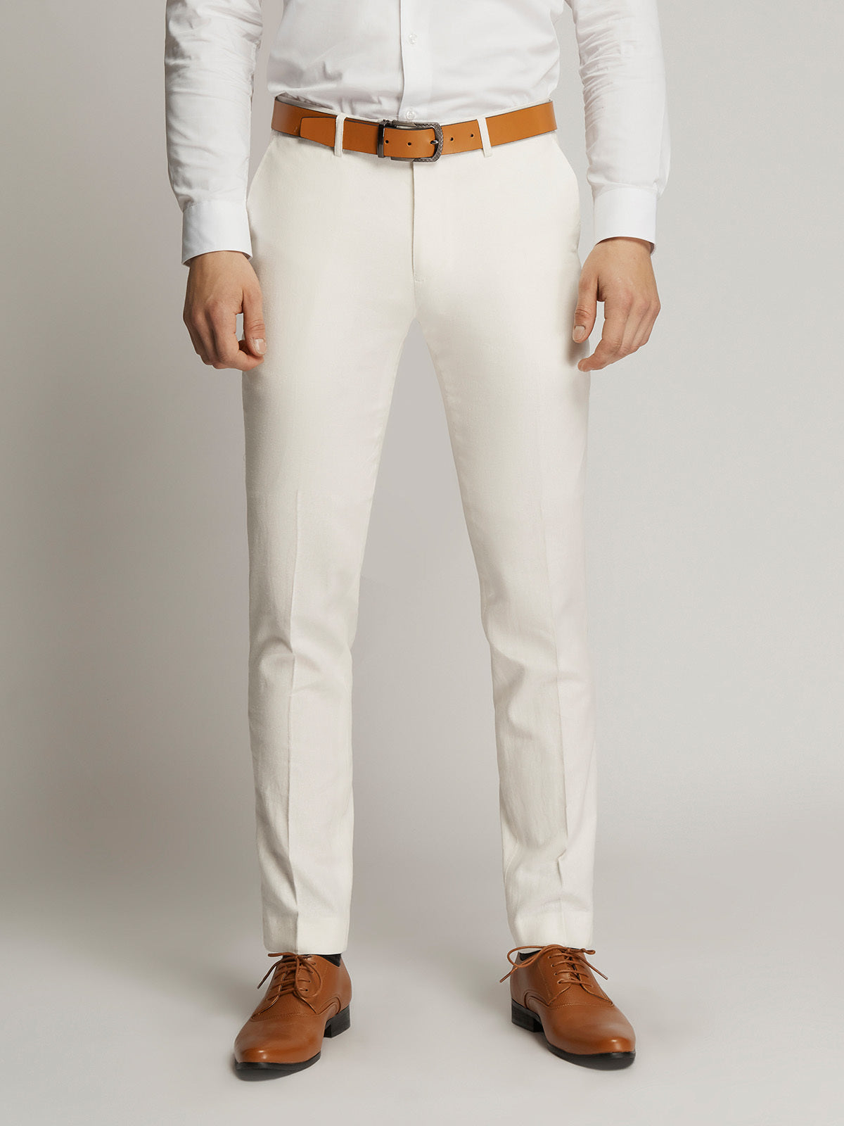 Ivory Worthington Mens Linen Trousers