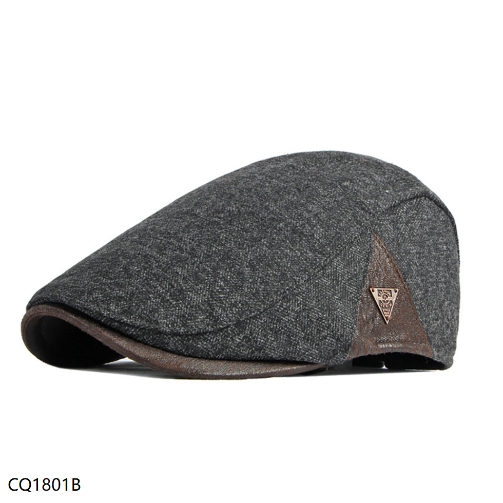 Percival Leather Accented Plain Flat Cap